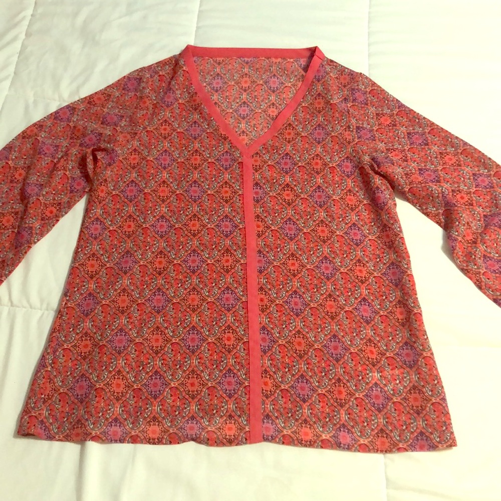 Long sleeve sheer top fits loose